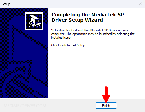 MediaTek Driver Setup Finish